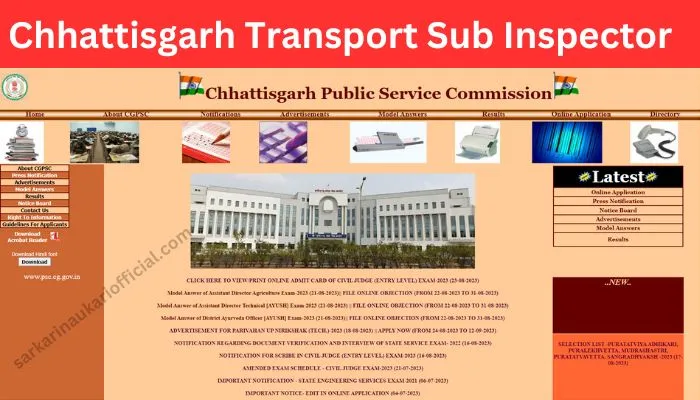 Chhattisgarh Transport Sub Inspector Recruitment 2023