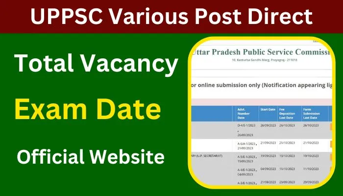 UPPSC Various Post Direct Recruitment 2023