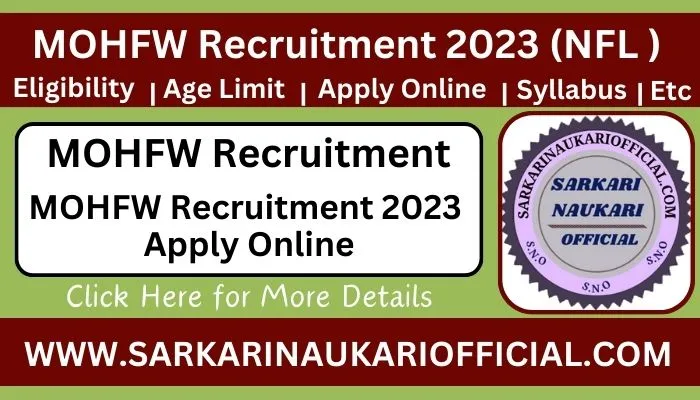 MOHFW Recruitment 2023 Apply Online